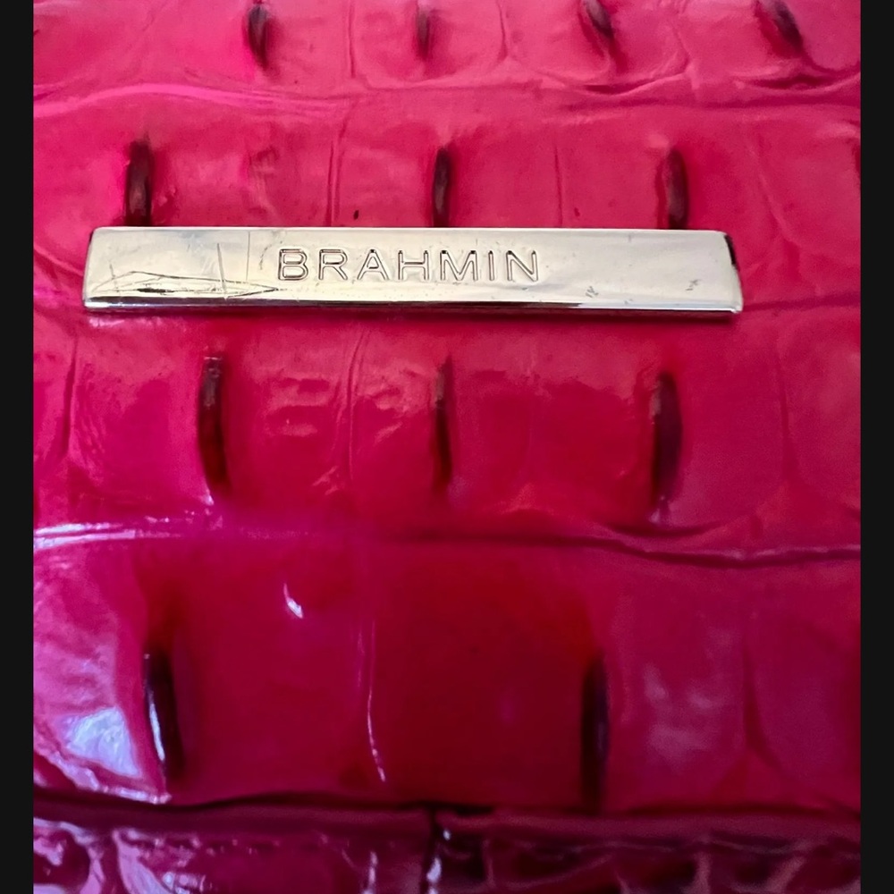 Brahmin Fuchsia Crocodile-Embossed Shoulder Bag|Good Condition - Picture 3 of 16